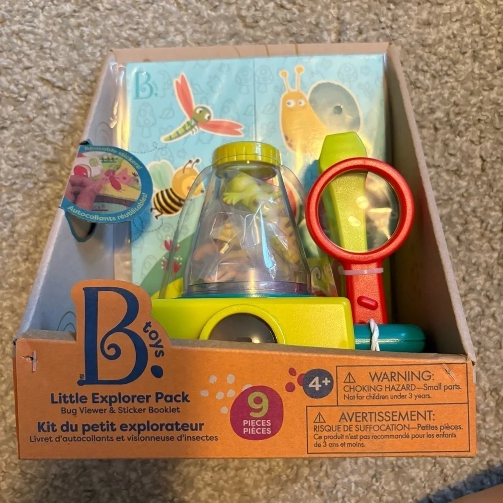B. toys – 9 Pieces Toy Microscope Set with Sticker Book, Magnifying Glass NEW